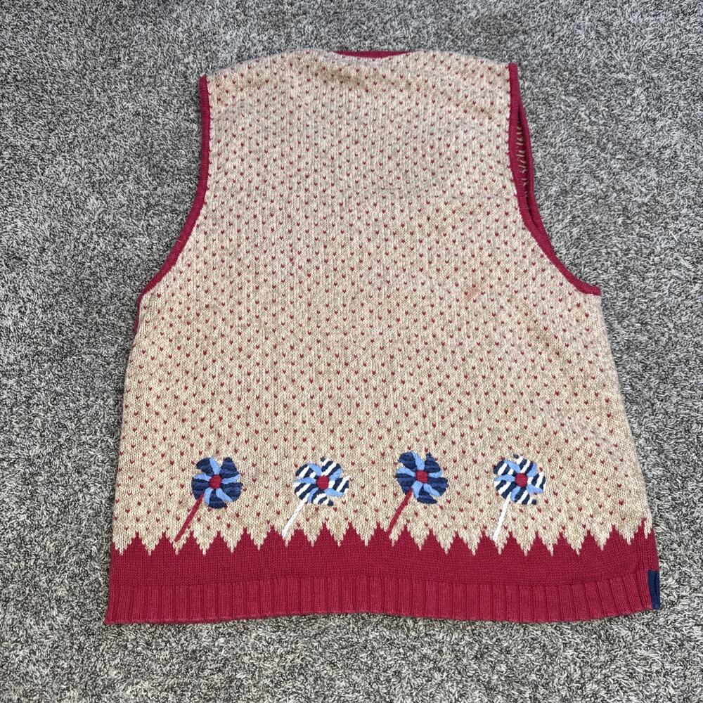 Vintage Women’s Quacker Factory Americana Red Knitted Sweater Vest Size Large - Picture 7 of 11